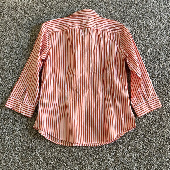 Lauren Ralph Lauren Petite Striped Cotton Button-Up Shirt /Embroidered Anchor - Picture 4 of 7